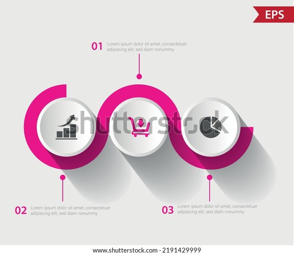 Vector round circle infographic chart template\
divided into 3 parts.