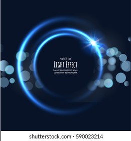 Vector Round Circle Light Frame. Shining Glow Circle Banner. Vector Round Illustration Design. Light Effect Digital Futuristic Energy