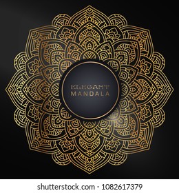 Vector round circle. Mandala style. Decorative element with gold.
