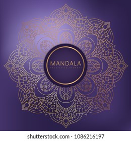 Vector round circle. Mandala style. Decorative element with gold.
