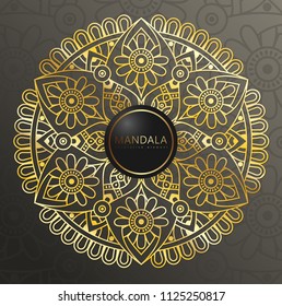 Vector round circle. Mandala style. Decorative element with gold.
