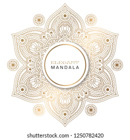 Vector round circle. Mandala style. Decorative element with gold.
