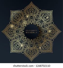 Vector round circle. Mandala style. Decorative element with gold.
