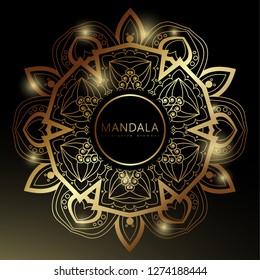 Vector round circle. Mandala style. Decorative element with gold.
