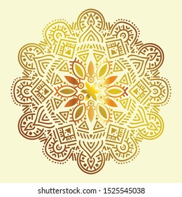 Vector round circle. Mandala style. Decorative element with gold.