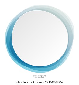 Vector round circles frame blue color overlay with white empty space for text. Modern, technology concept background.