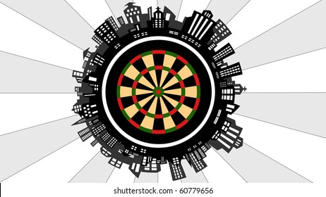 vector round city and dartboard in the middle