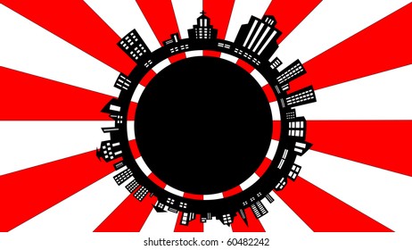 vector round city silhouette on beautiful background