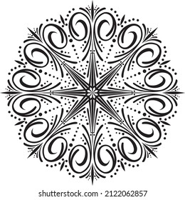 Vector round classic monochrome european ornament. pattern in a circle of ancient Greece and the Roman Empire.
