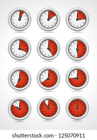 Vector round clock icons set