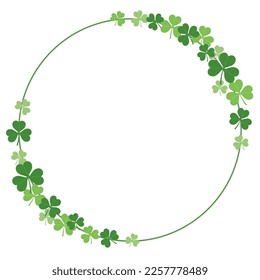 Vector Round Clover Frame Illustration For St. Patrick’s Day Isolated On A White Background With Text Space.