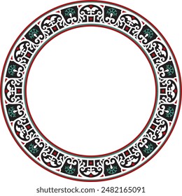 Vector round colored border, frame, Pompeii ring. Circle Neopolitan ornament. Art of Ancient Rome.
