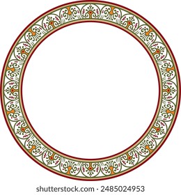 Vector round colored border, frame, Pompeii ring. Circle Neopolitan ornament. Art of Ancient Rome.
