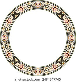 Vector round colored border, frame, Pompeii ring. Circle Neopolitan ornament. Art of Ancient Rome.
