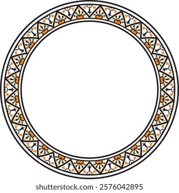 Vector round colored border, frame, Pompeii ring. Circle Neopolitan ornament. Art of Ancient Rome.
