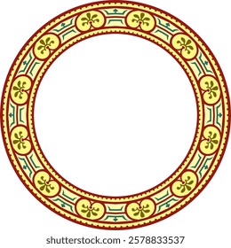 Vector round colored border, frame, Pompeii ring. Circle Neopolitan ornament. Art of Ancient Rome.
