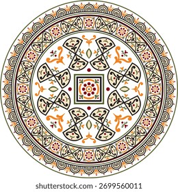 Vetor borda colorida redonda, quadro, anel Pompeia. Círculo Ornamento Neopolitano. Arte da Roma Antiga.
