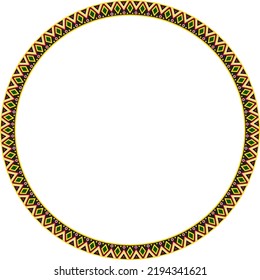 Vector round colored border ornament. Native American tribes framework, circle.