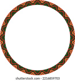 Vector round colored border ornament. Native American tribes framework, circle.