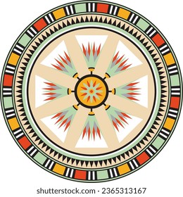 Vector round colored Egyptian ornament. Endless circle border, ancient Egypt frame.
