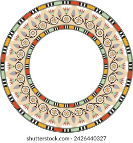 Vector round colored Egyptian ornament. Endless circle border, ancient Egypt frame.
