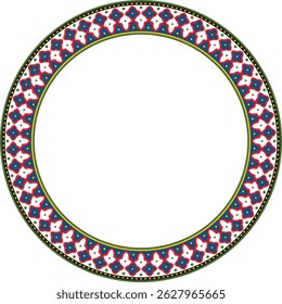 Vector round colored national Persian ornament. Circle, ring, frame, border, ethnic pattern of the peoples of Iran, Iraq, Tajikistan
