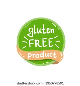Vector round colorfull eco label with text - gluten free product.