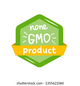 Vector round colorfull eco label with text - non GMO product.