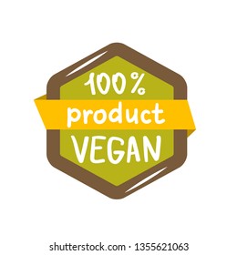 Vector round colorfull eco label with text - vegan product.