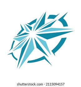 Vector Round Compass Rose Star Icon.