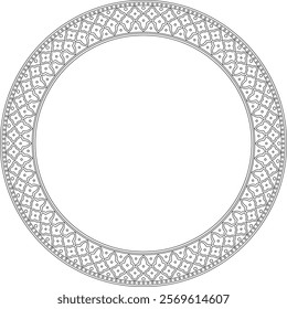 Vector round contour black national Persian ornament. Circle, ring, frame, border, ethnic pattern of the peoples of Iran, Iraq, Tajikistan
