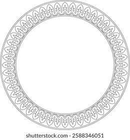 Vector round contour black national Persian ornament. Circle, ring, frame, border, ethnic pattern of the peoples of Iran, Iraq, Tajikistan
