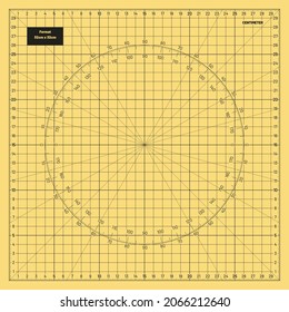 Vector Round Cutting Mat, high detail design in angular format, in metric dimensions 32x32cm
Round cutting mat background in yellow color for technical, drawing or decoration background template.