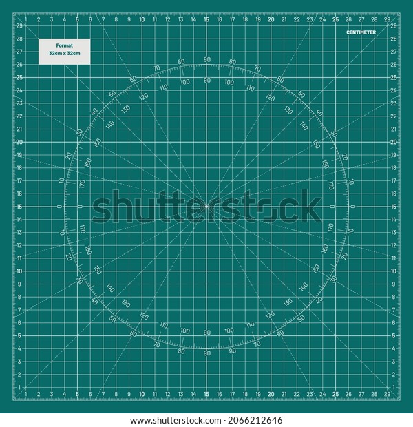 Vector Round Cutting Mat, high detail design in\
angular format, in metric dimensions 32x32cm\
Round cutting mat\
background in green color for technical, drawing or decoration\
background template.