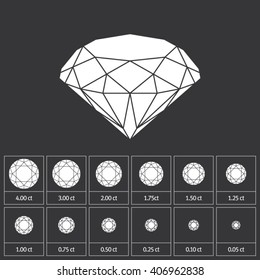 Vector round diamonds of different sizes made of editable strokes