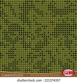 Vector round dot based camouflage seamless pattern.