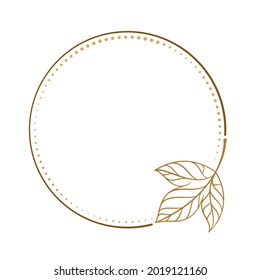 Vector round dotted frame. Autumn leaves decoration