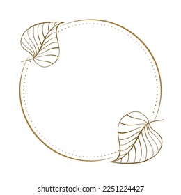 Vector round dotted frame. Autumn leaves decoration