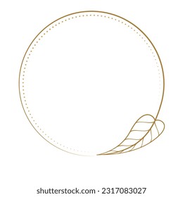 Vector round dotted frame. Autumn leaves decoration