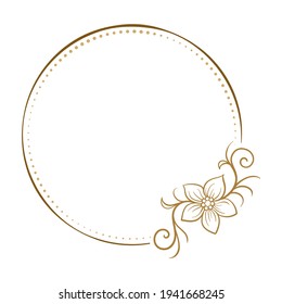 Vector round dotted frame with floral decoration