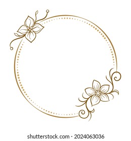 Vector round dotted frame with floral decoration