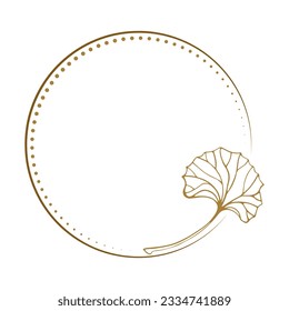 Vector round dotted frame. Floral elements decoration