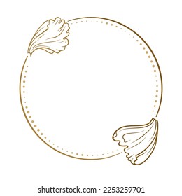 Vector round dotted frame. Flower petals decoration