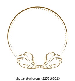 Vector round dotted frame. Flower petals decoration