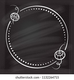 Vector round dotted frame frame on a chalkboard background