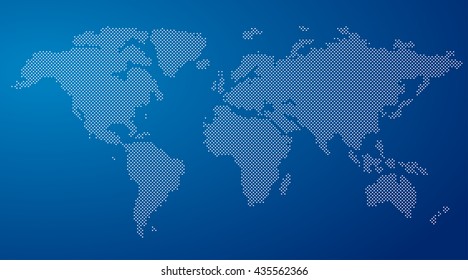 Vector Round Dotted World Map On A Blue Background