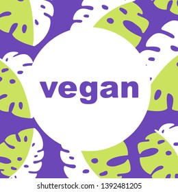 Vector round eco, bio logo or sign. Raw, healthy food badge, tag for cafe, restaurants, packaging. Hand drawn lettering Vegan. Organic design template. Flat icon logo illustration