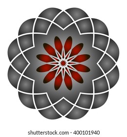 Vector round element. Red and black. Gothic decoration.