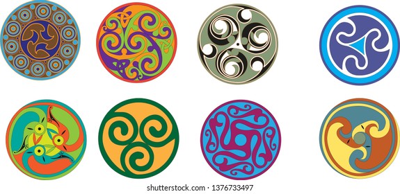 Vector round elements of celtic ornament. Ethnic ornament. Geometric design