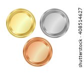 vector round empty polished medals of gold silver bronze.  It can be used as coins buttons icons